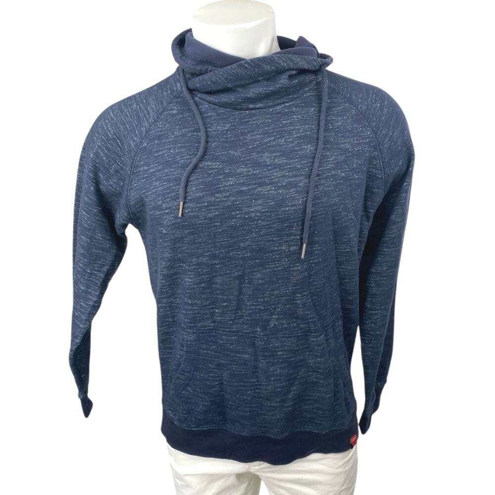 MBX Men's Blue Knit Cowl Neck Long Sleeve Drawstring Sweatshirt Sweater Top Sz L
